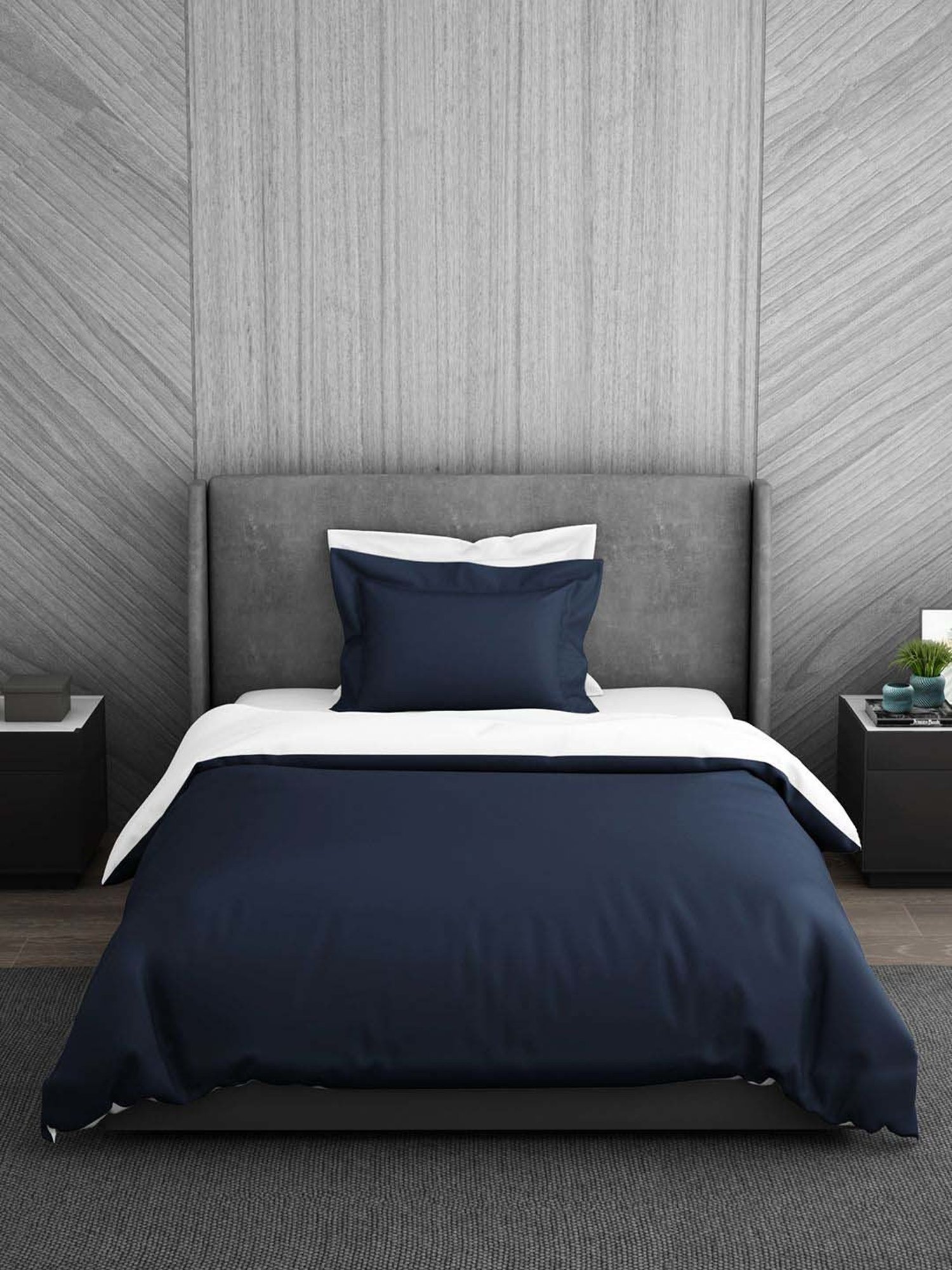 Spaces Hygro Navy Cotton 300 TC Single Duvet Cover