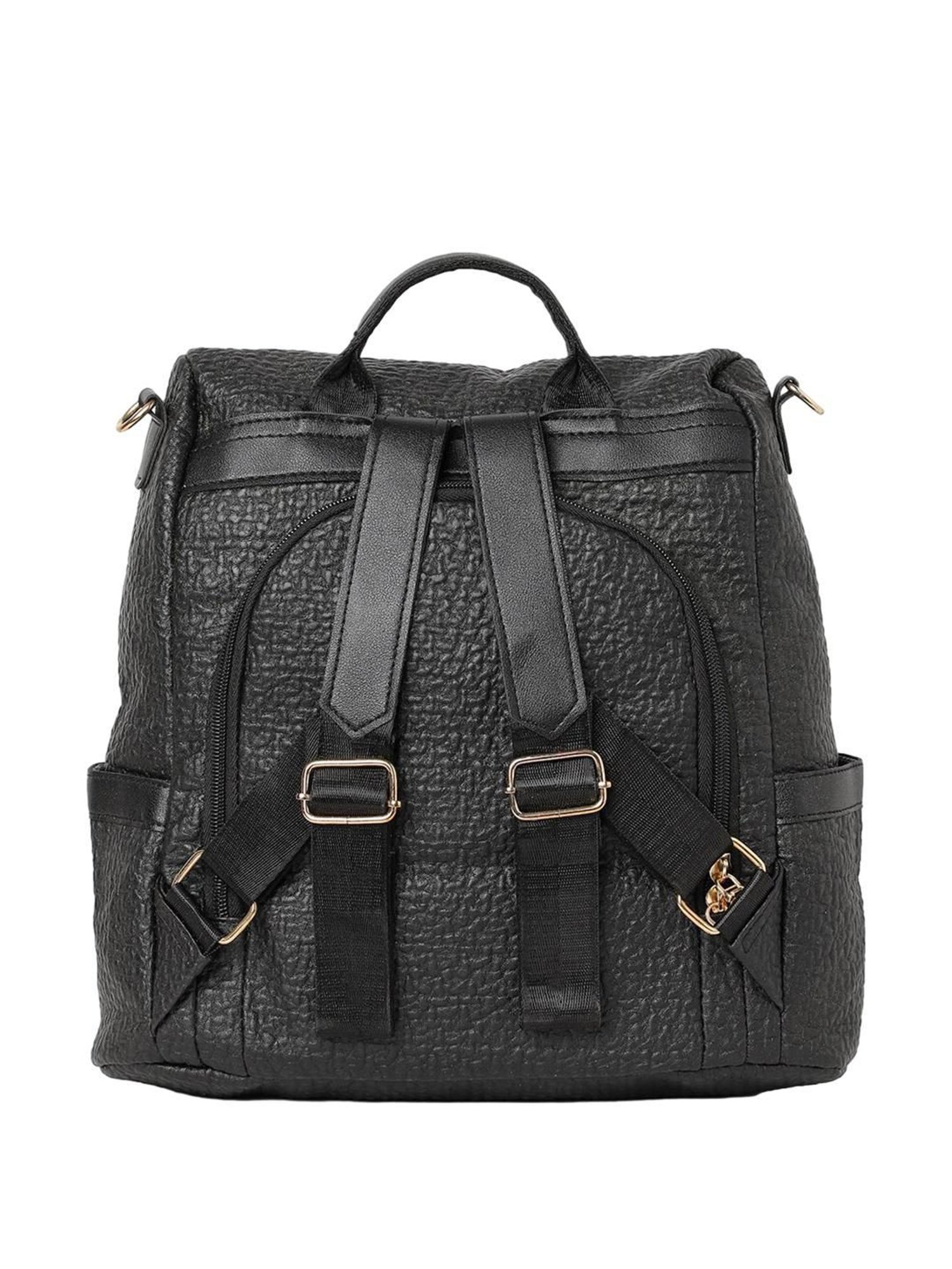 HauteSauce Black Textured Large Convertible Backpack