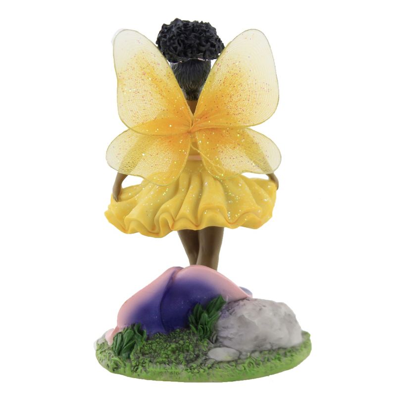 Black Art 6.5" Child Fairy Yellow Figurine Pansy  -  Decorative Figurines