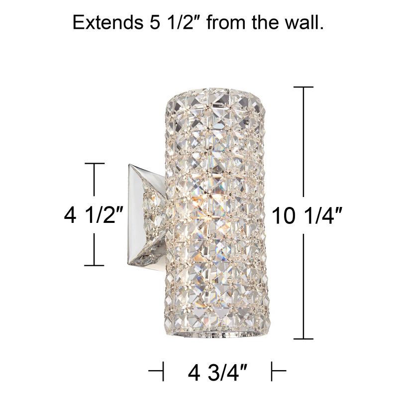Vienna Full Spectrum Modern Wall Light Sconces Set of 2 Chrome Hardwired 10 1/4" High Fixture Wrapped Crystal for Bedroom Bathroom