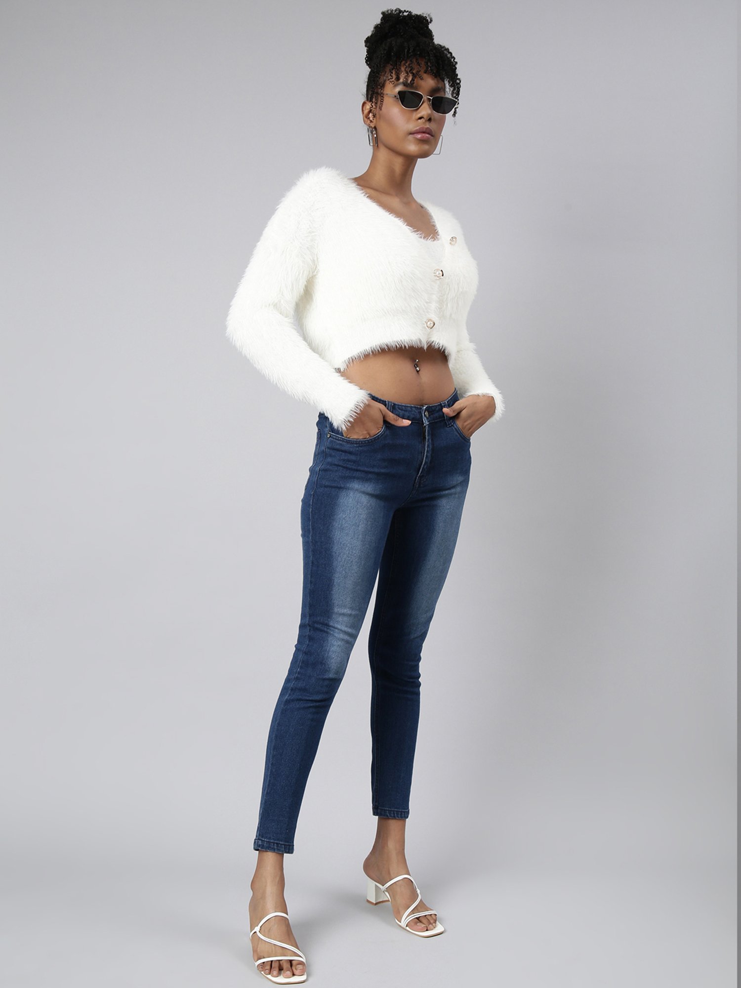 SHOWOFF White Regular Fit Cardigan