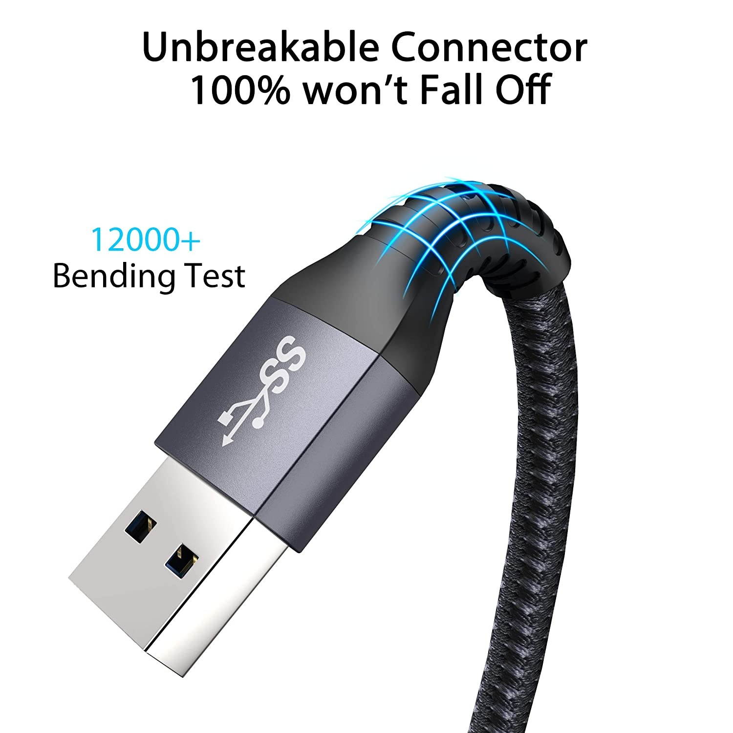 USB C Cable UP 10Gbps CONMDEX (2-Pack) USB-C 3.1 Gen 2 USB-A Android Auto Cable 3A Fast Charging Sync Data Transfer Cord for Samsung Galaxy S10/S9/S8 Note 9/8 6.6FT