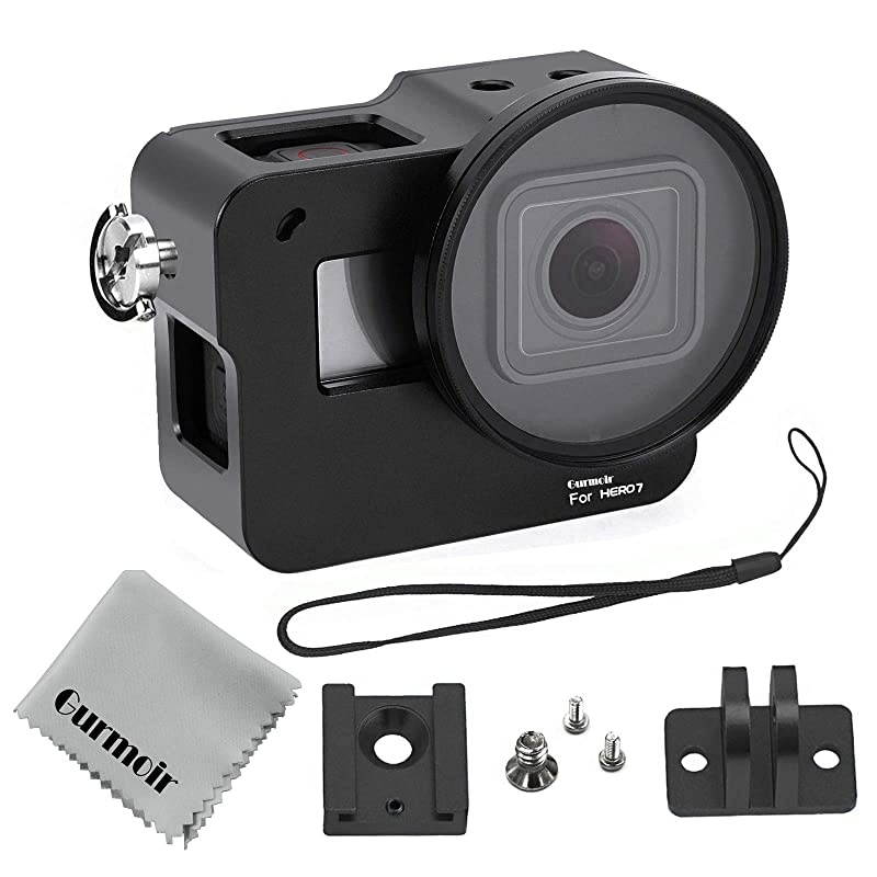 Case Aluminum Alloy Frame Housing for Gopro Hero 7 BlackHero2018 Action Camera Protective Metal Side Open Shell with 52mm UV Filter and Back Door