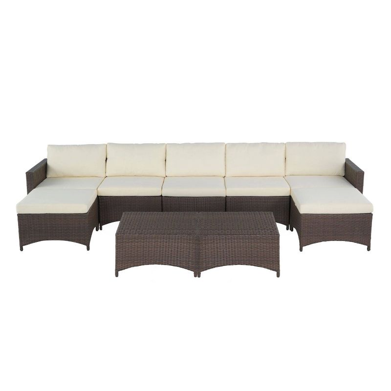 5pc Studio Shine Collection Modular Extended Sofa with Ottoman & Coffee Table - W Unlimited