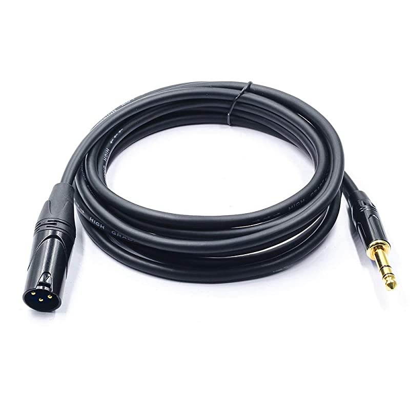 Profession 14 to XLR Microphone Cable 10FT 635mm 14 Inch TRS Male to 3 PIN XLR Male Balanced Cable Black