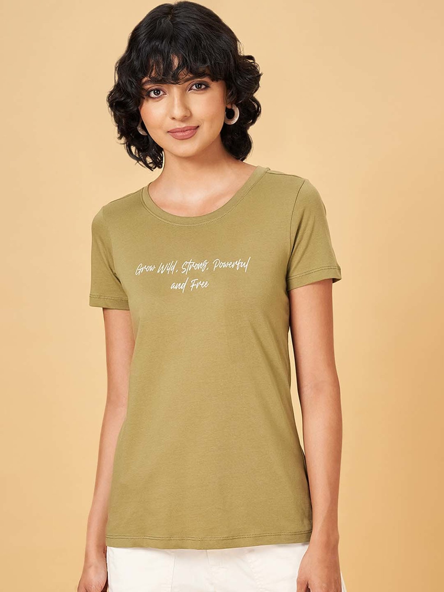 Honey by Pantaloons Green Cotton Printed T-Shirt