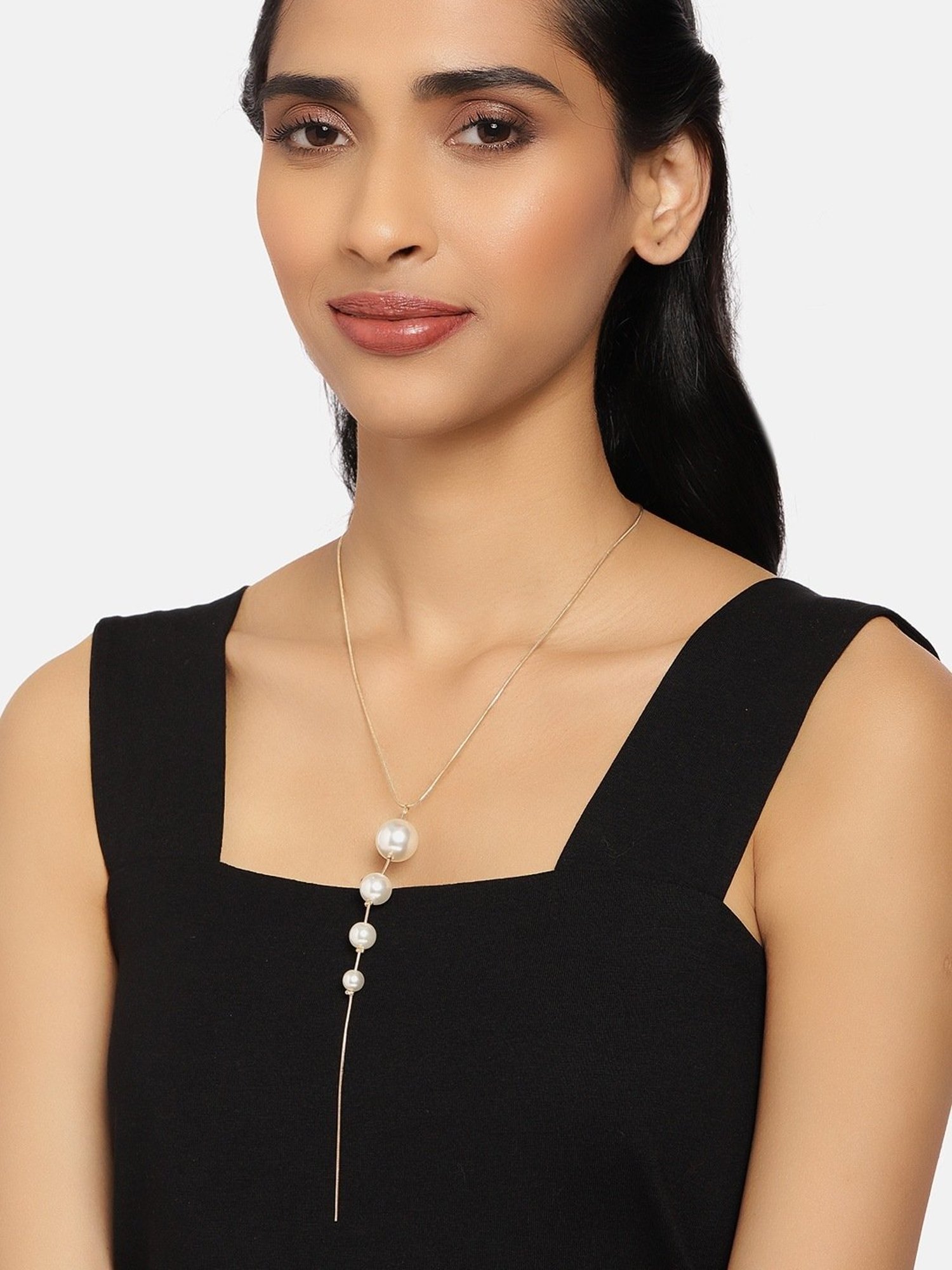 Zaveri Pearls Gold Tone Contemporary Party Bling Pearls Chain-ZPFK10031
