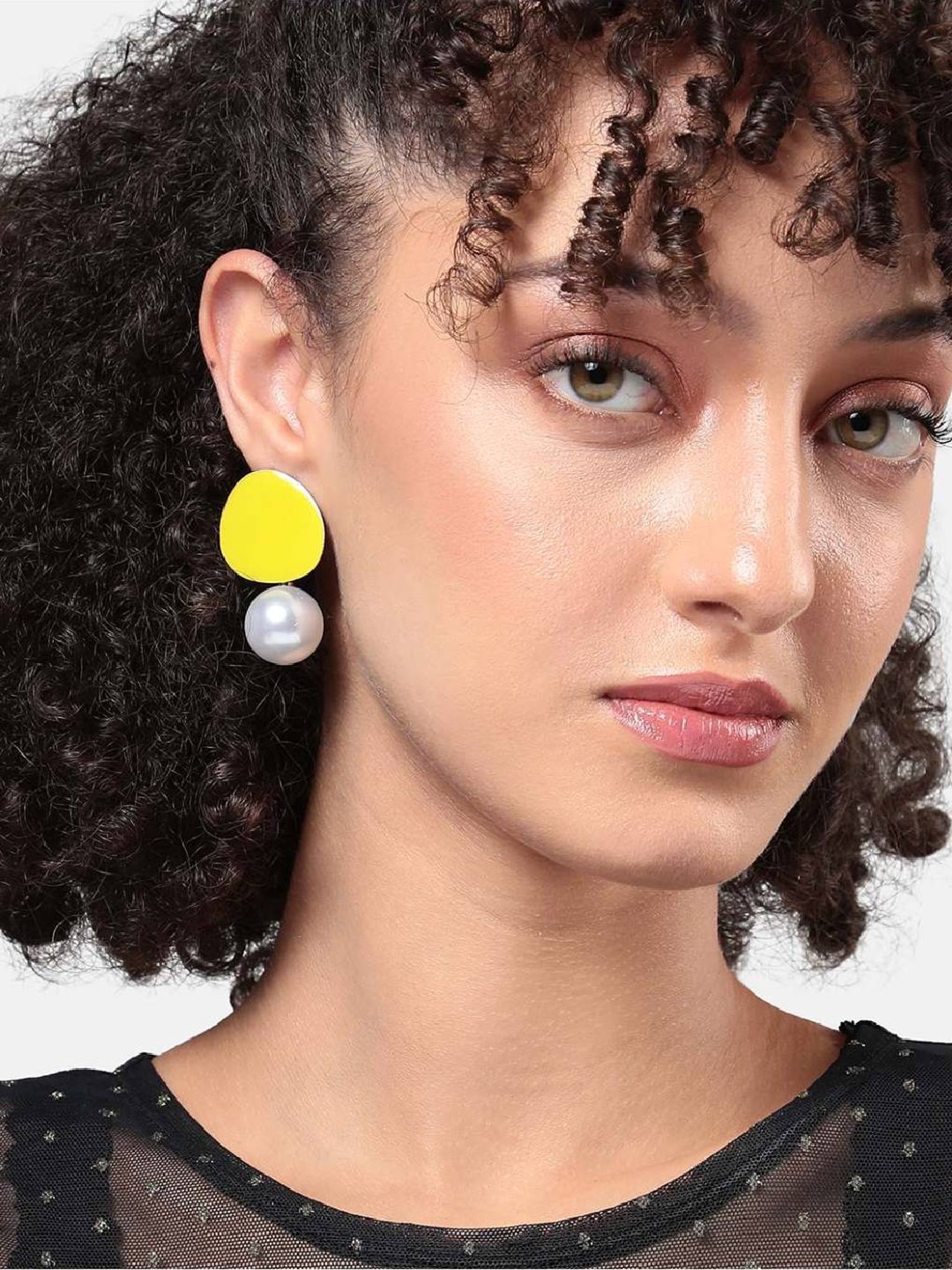 Sohi Women's Dewdrop Gala Drop Earrings  Lemon Yellow