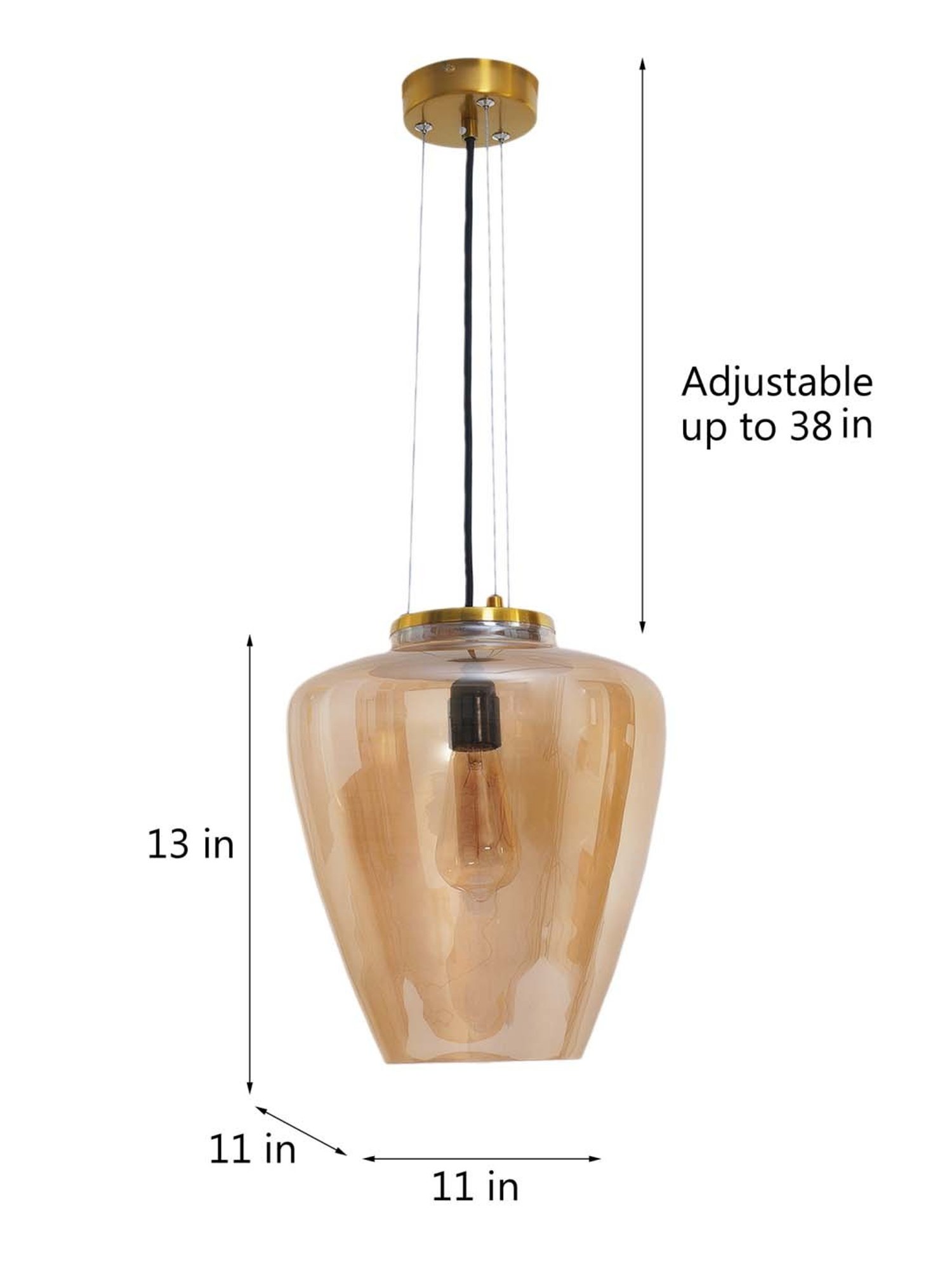 Kapoor E Illuminations 'Florien' Matt Gold Glass Hanging Light - Set of 1