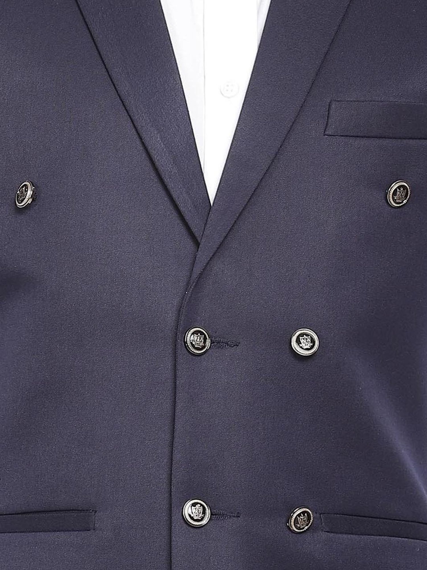 TAHVO Navy Cotton Slim Fit Waistcoat