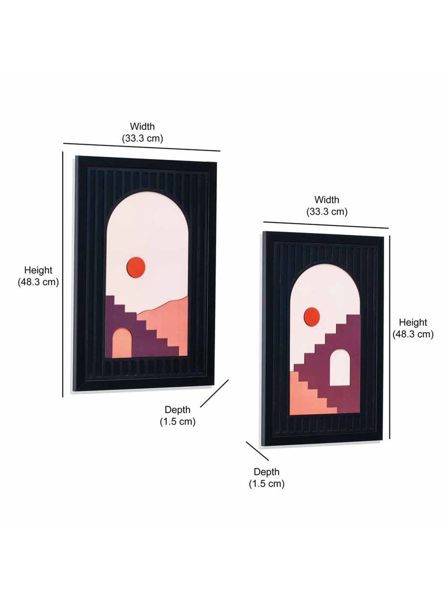 @Home Brown Mdf Boho Arch 3D Wall Paintings - Set of 2