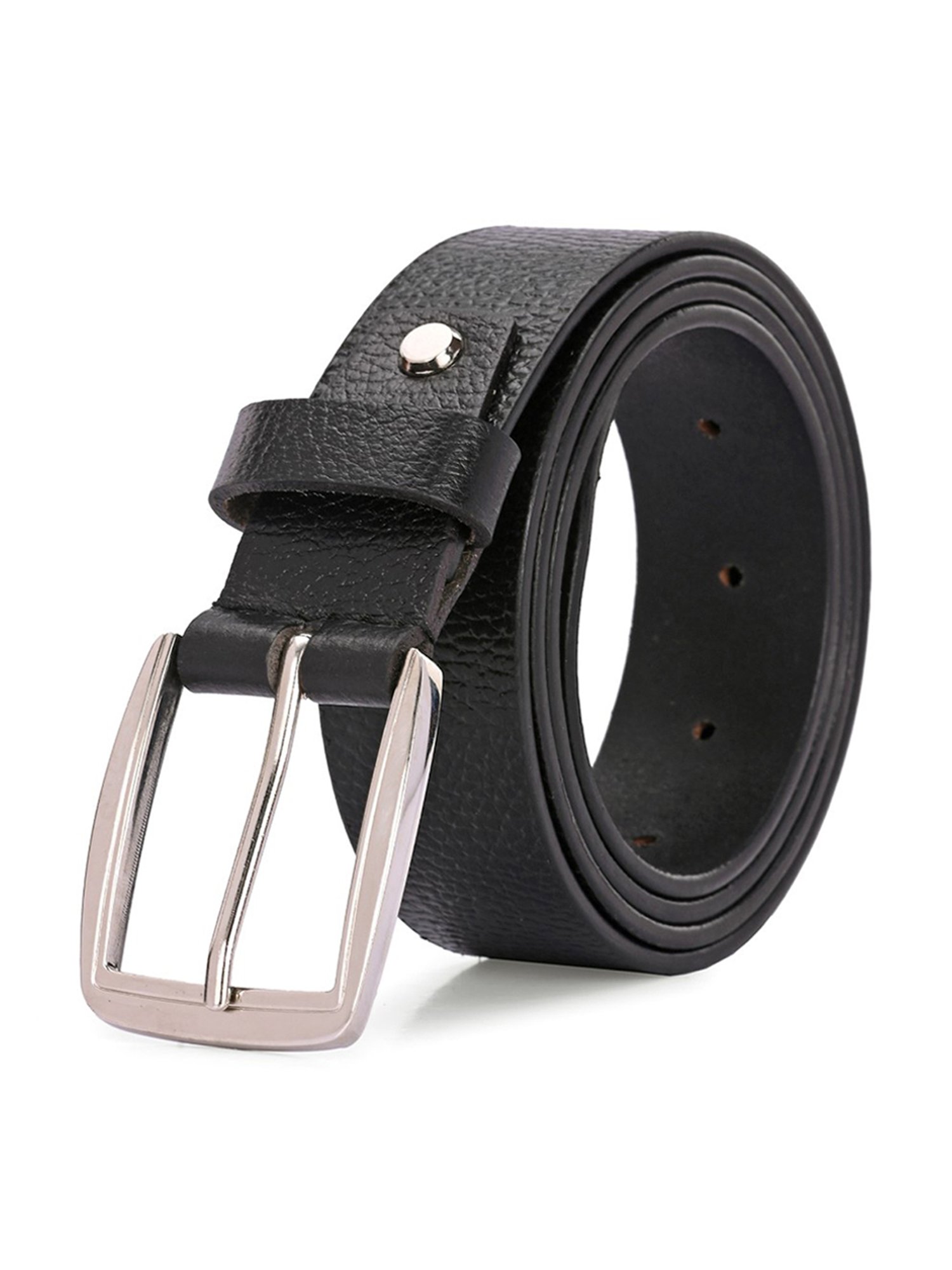 Clog London Black Textured Leather Casual Belt