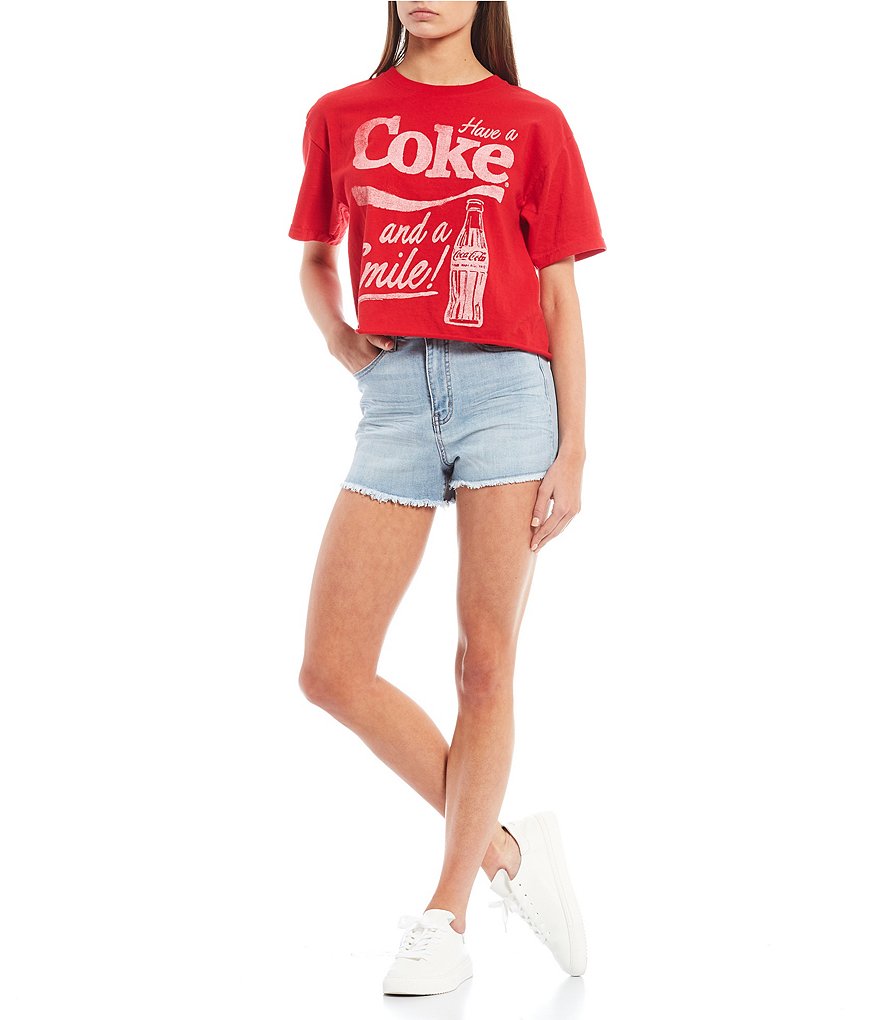 Celebrity Pink High Rise Shadow Heart Frayed Hem Denim Shorts