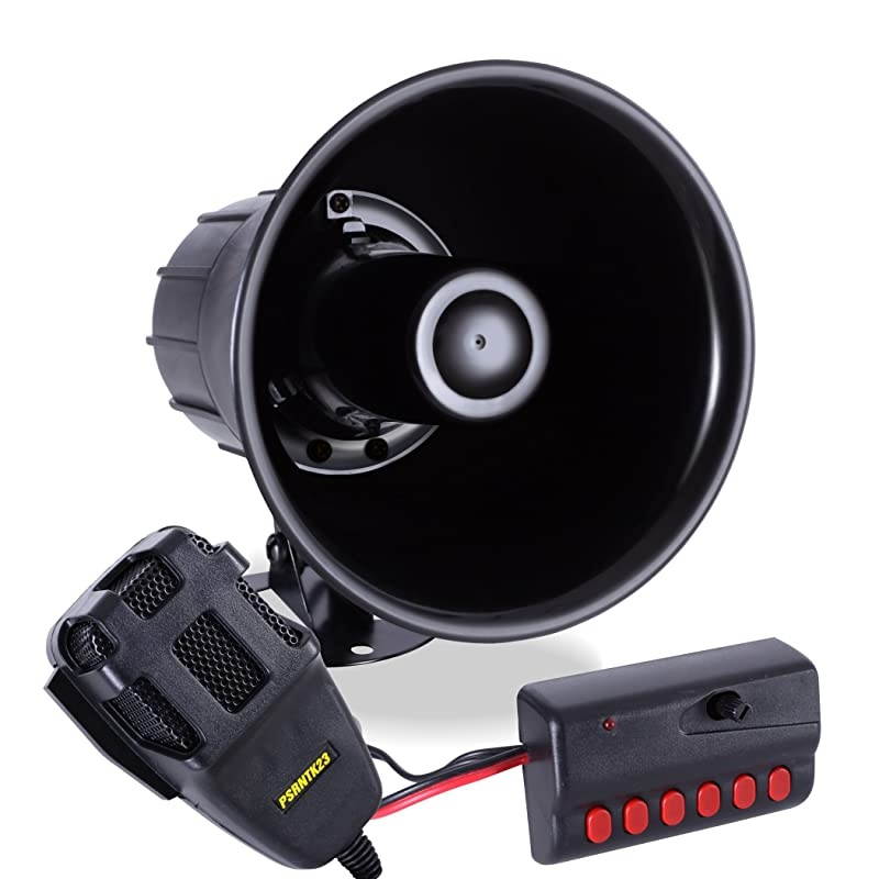 6 Tone Sound Car Siren Vehicle Horn w Mic PA Speaker System Emergency Sound Amplifier 30W Emergency Sounds Electric HornHooter Ambulance Siren Traffic Sound PA Microphone System
