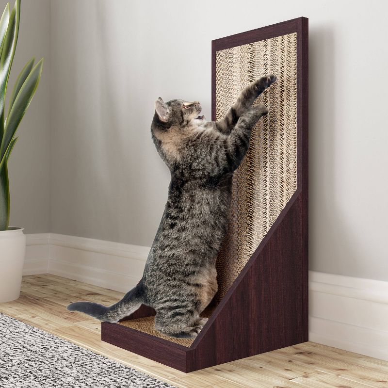 Way Basics Eco Standing Cat Scratcher Scratching Post - Espresso Wood Grain