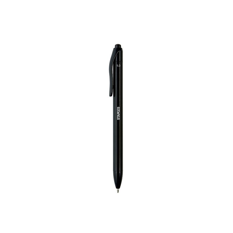 Staples Aura Retractable Ballpoint Pens Medium Point Black Ink Dozen(29091) 