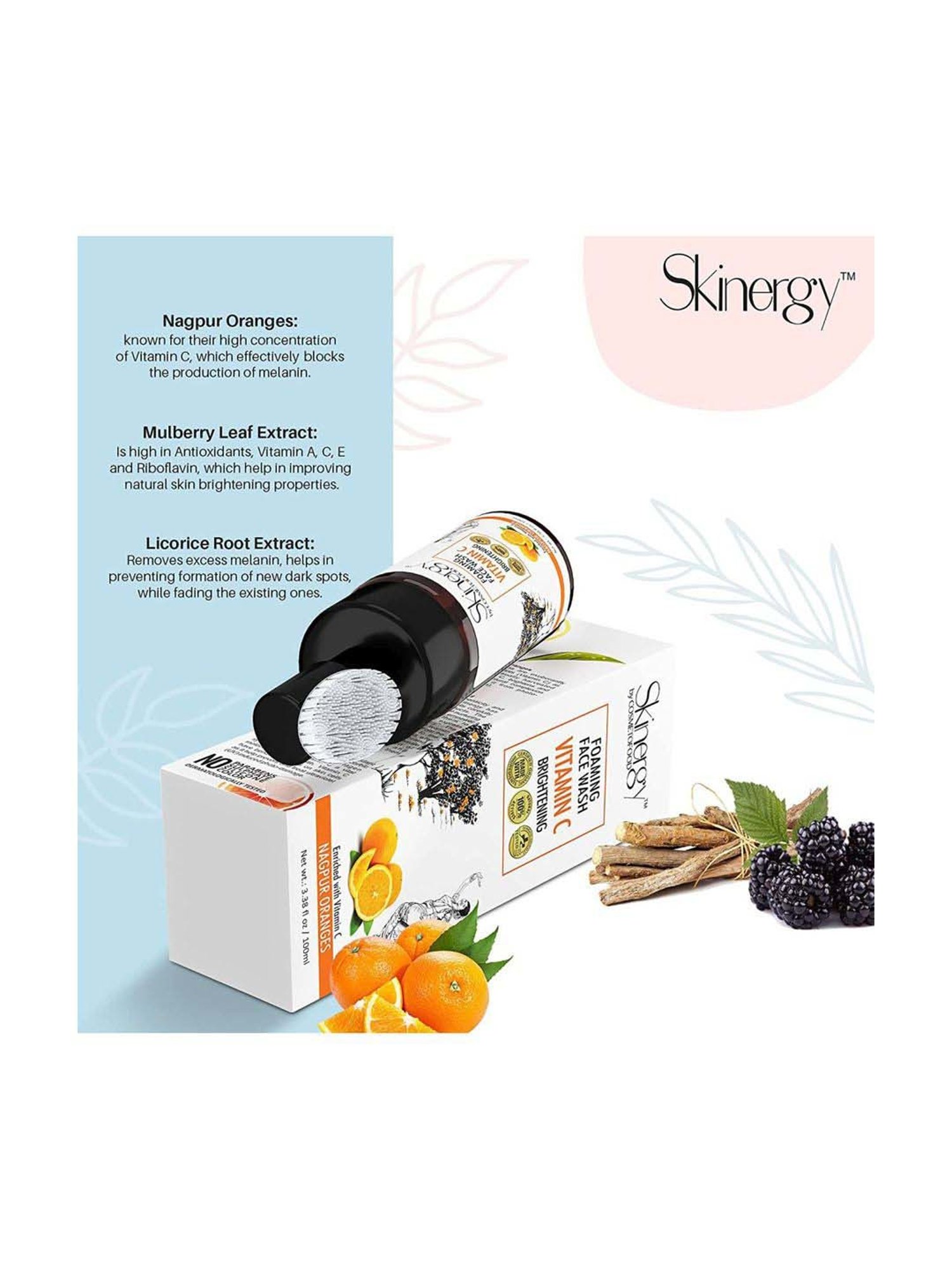 Cosmetofood Skinergy, Vitamin-C Foaming Face Wash Enriched with Nagpur Oranges - 100 ml