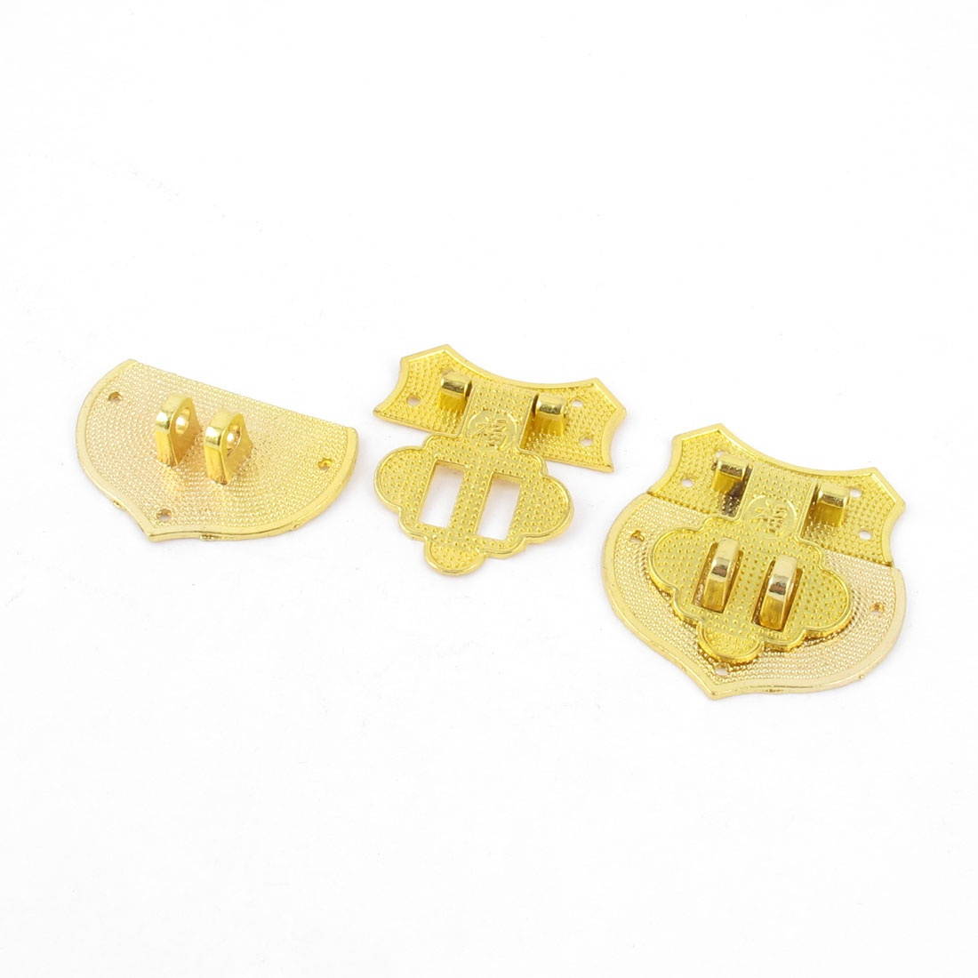 Unique Bargains Jewelry Box Case Suitcase Heart Design Hasp Latch Lock Gold Tone 40mmx40mm 2 Set