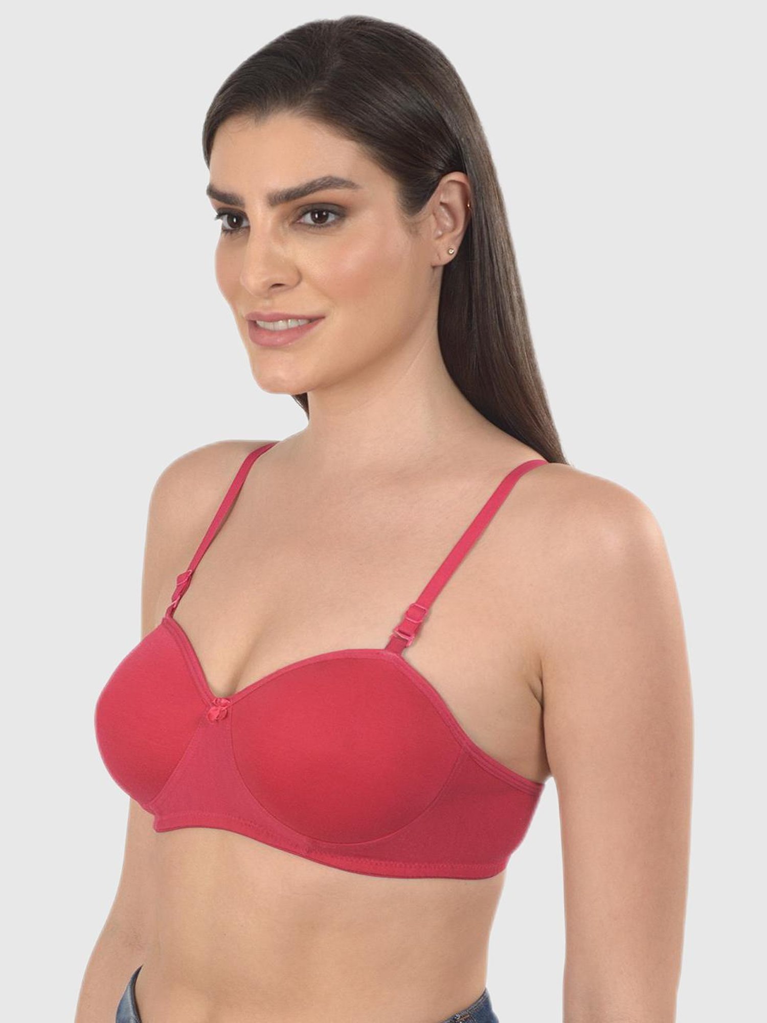 mod & shy Red Solid Lightly Padded Bra