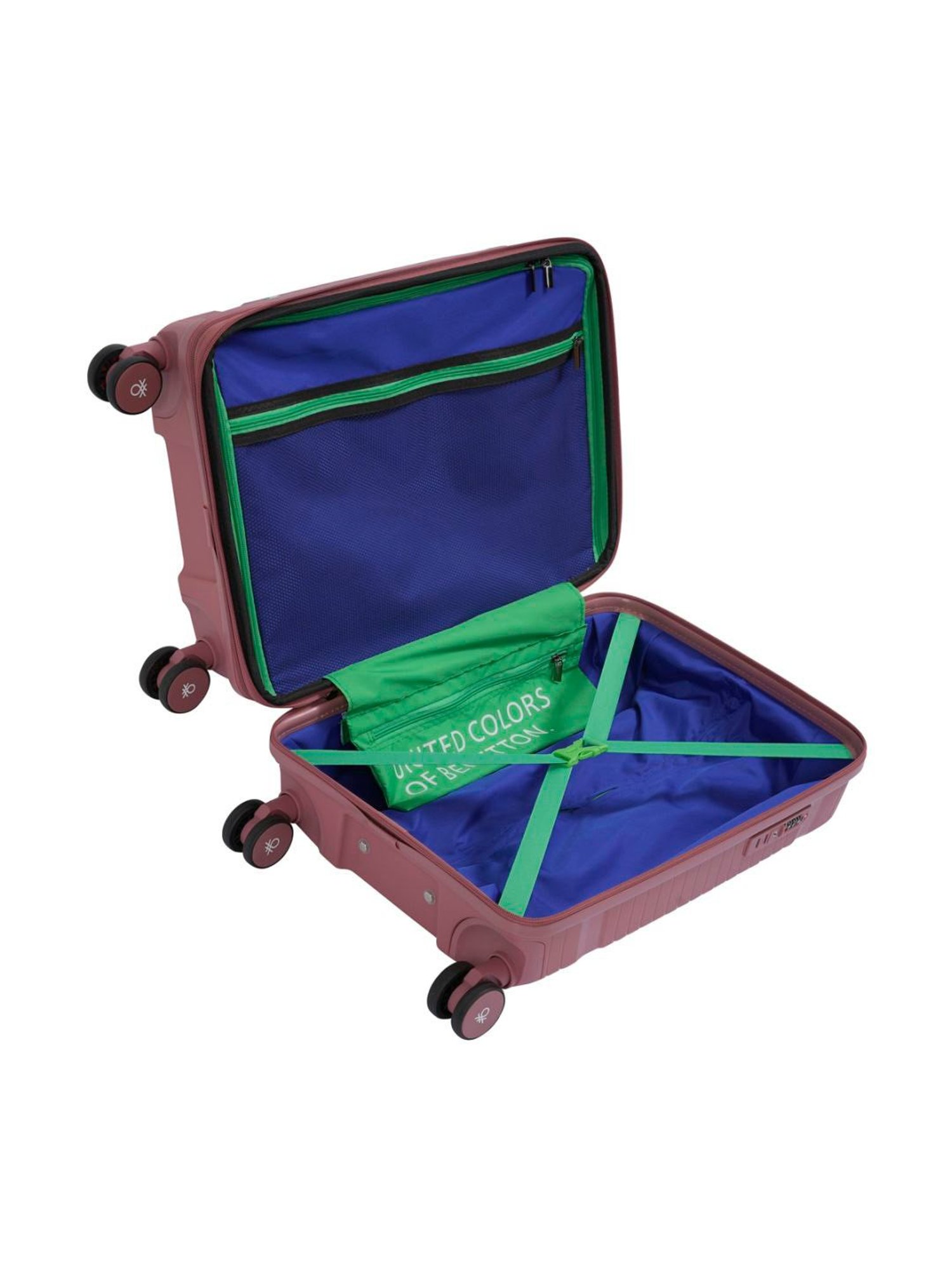 United Colors of Benetton Galaxy Pink Textured Hard Cabin Trolley Bag - 55 Cm