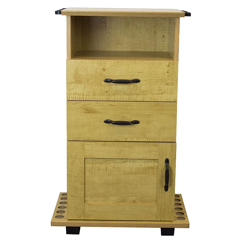 OS Home 704-AFC 2 Drawer 1 Shelf Fishing Storage and Organization Cabinet for 12 Fishing Rods, Laminated Honey Maple Finish