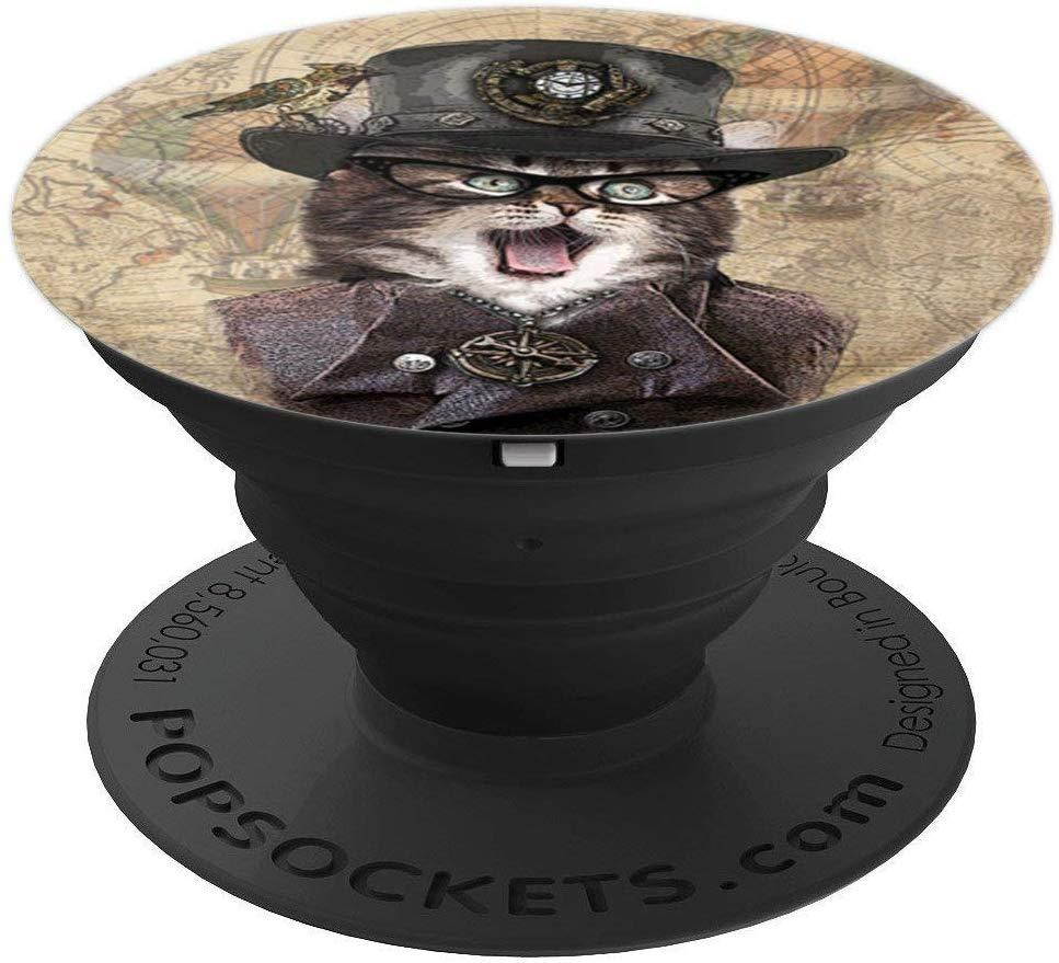 Steampunk Pet Cat - Cell Phone Mount, Hand Holder Knob 6554C