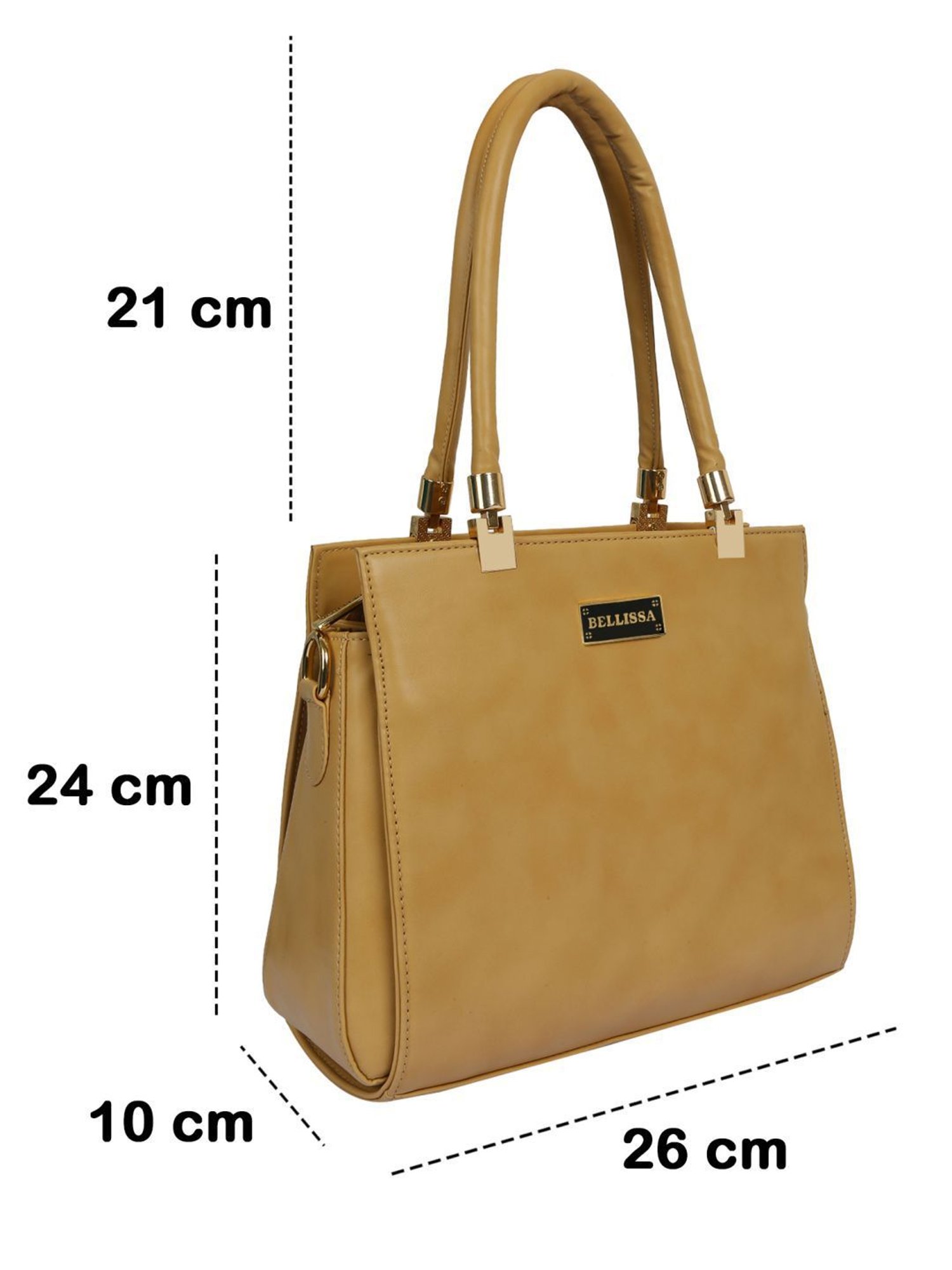 Bellissa Beige Solid Medium Premium Shoulder Handbag
