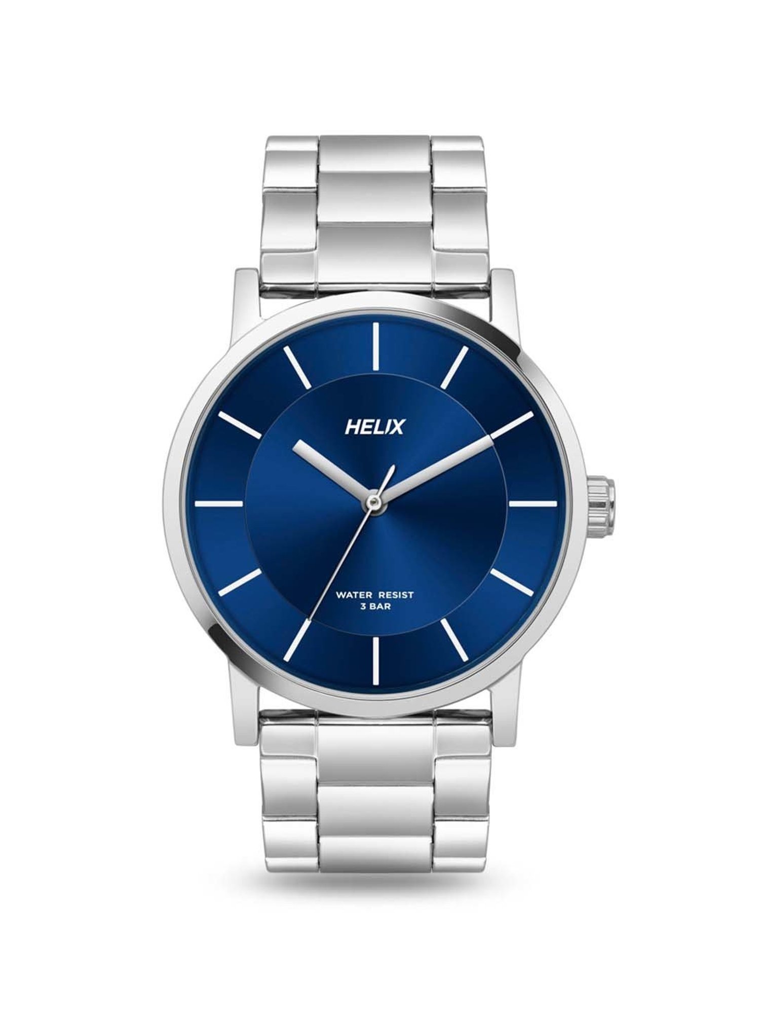 Helix By Timex Blue Round Dial Analog Stainless Steel Men Watch - TW035HG09