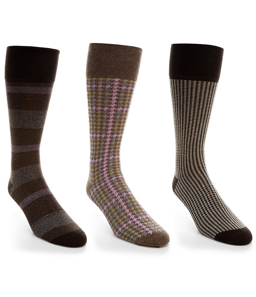 Gold Label Roundtree & Yorke Big & Tall Plaid Combo Socks 3-Pack