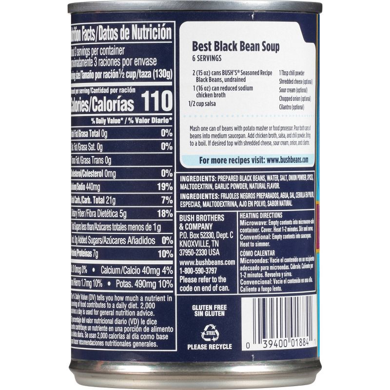 Bush's Seasoned Recipe Black Beans - 15oz