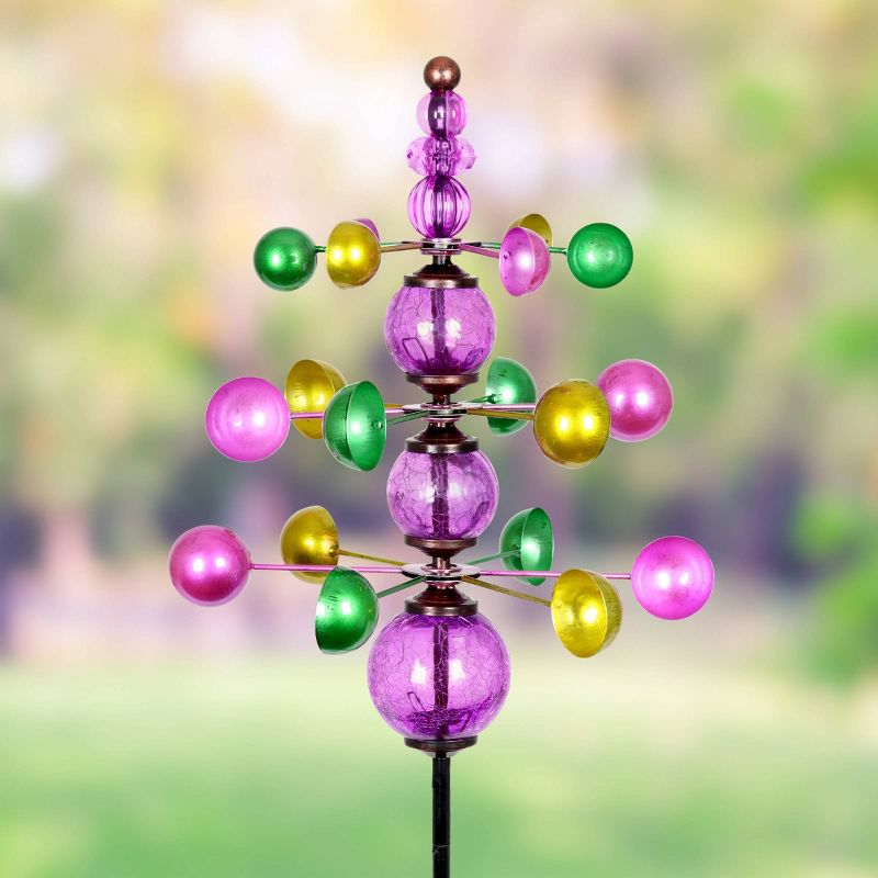 48" Metal Triple Wind Spinner Stake Purple - Exhart