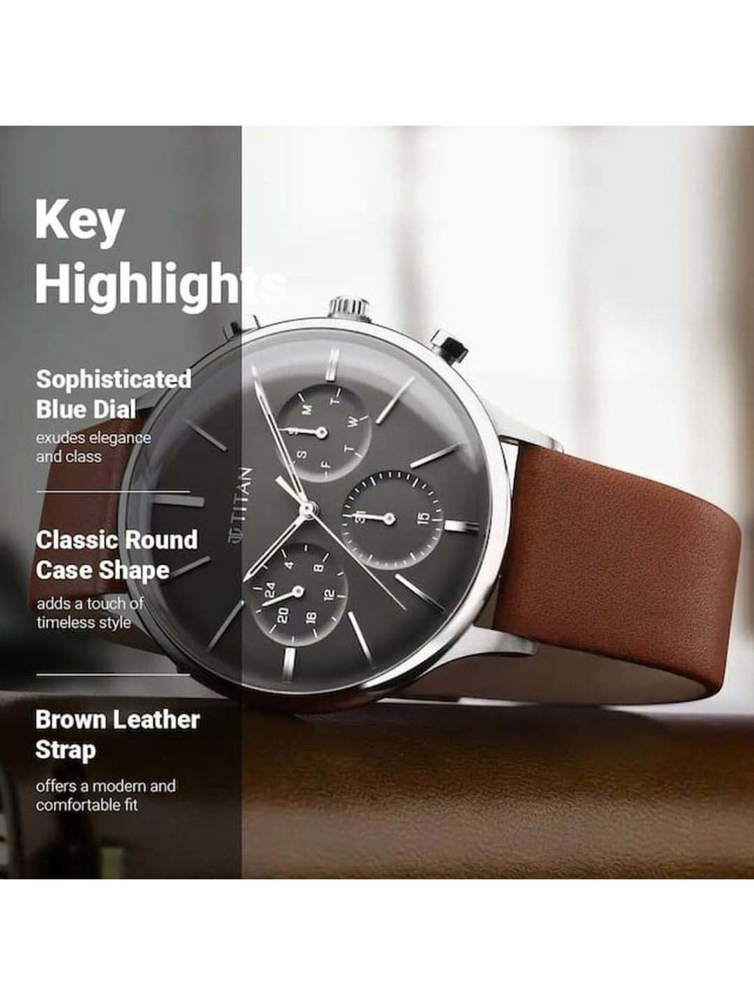 Titan Light Leathers NS90134SL01 Analog Watch for Men