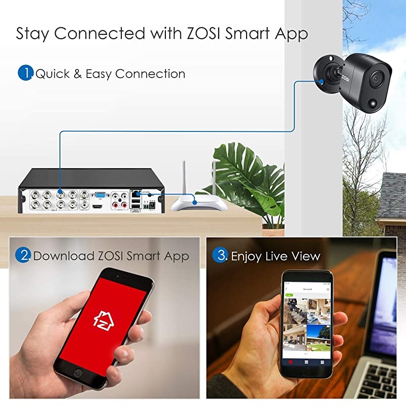 2K 5MP Home Security Camera System Outdoor Indoor, H.265+ CCTV DVR Recorder with Hard Drive 2TB and 8 x 2K(5MP) Surveillance Bullet Camera with PIR Motion Sensor (Heat and Motion), Remote Access