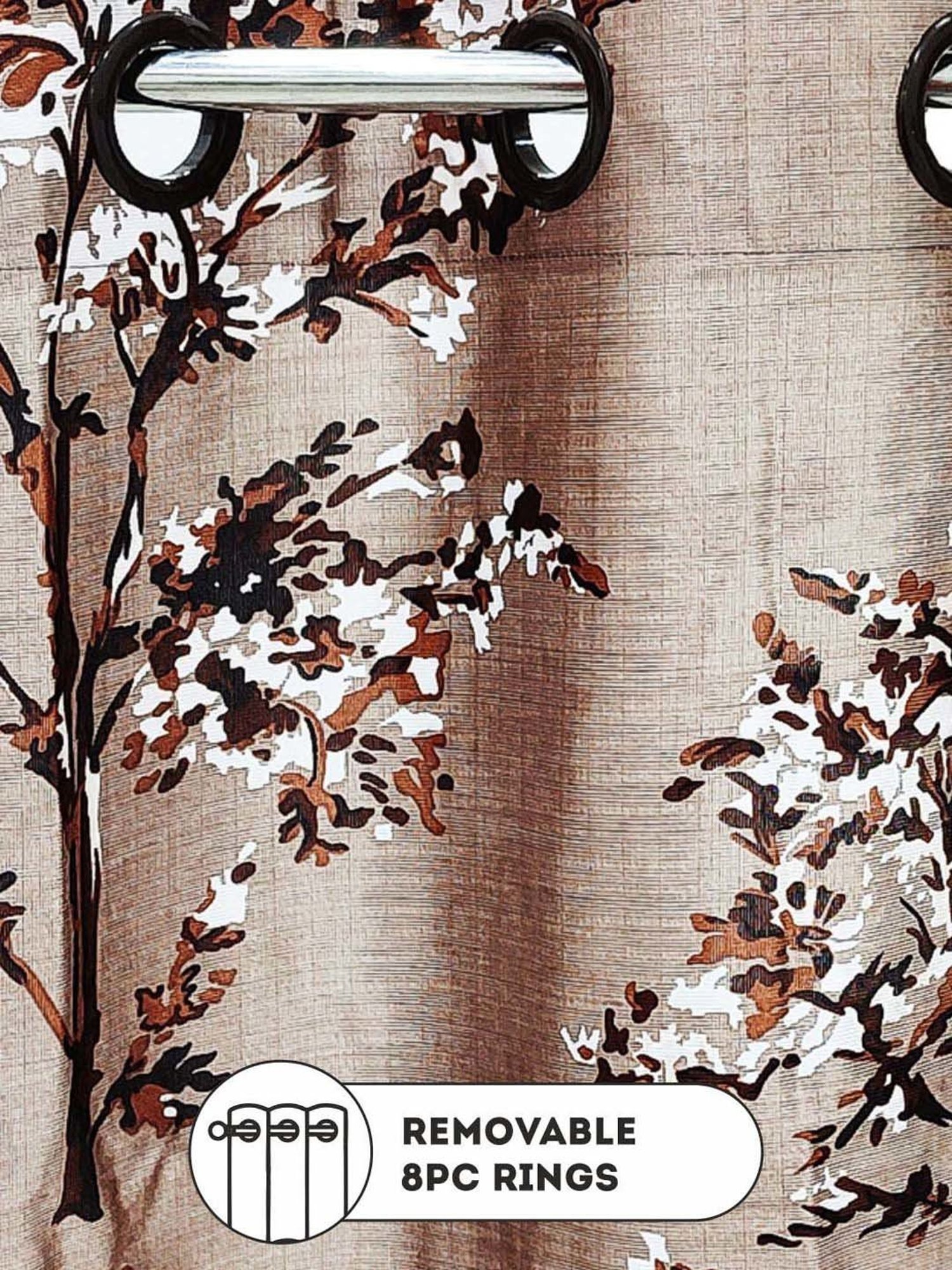 Bianca SANTORO Brown Faux Silk 7 Ft. Door Curtain - Set of 2