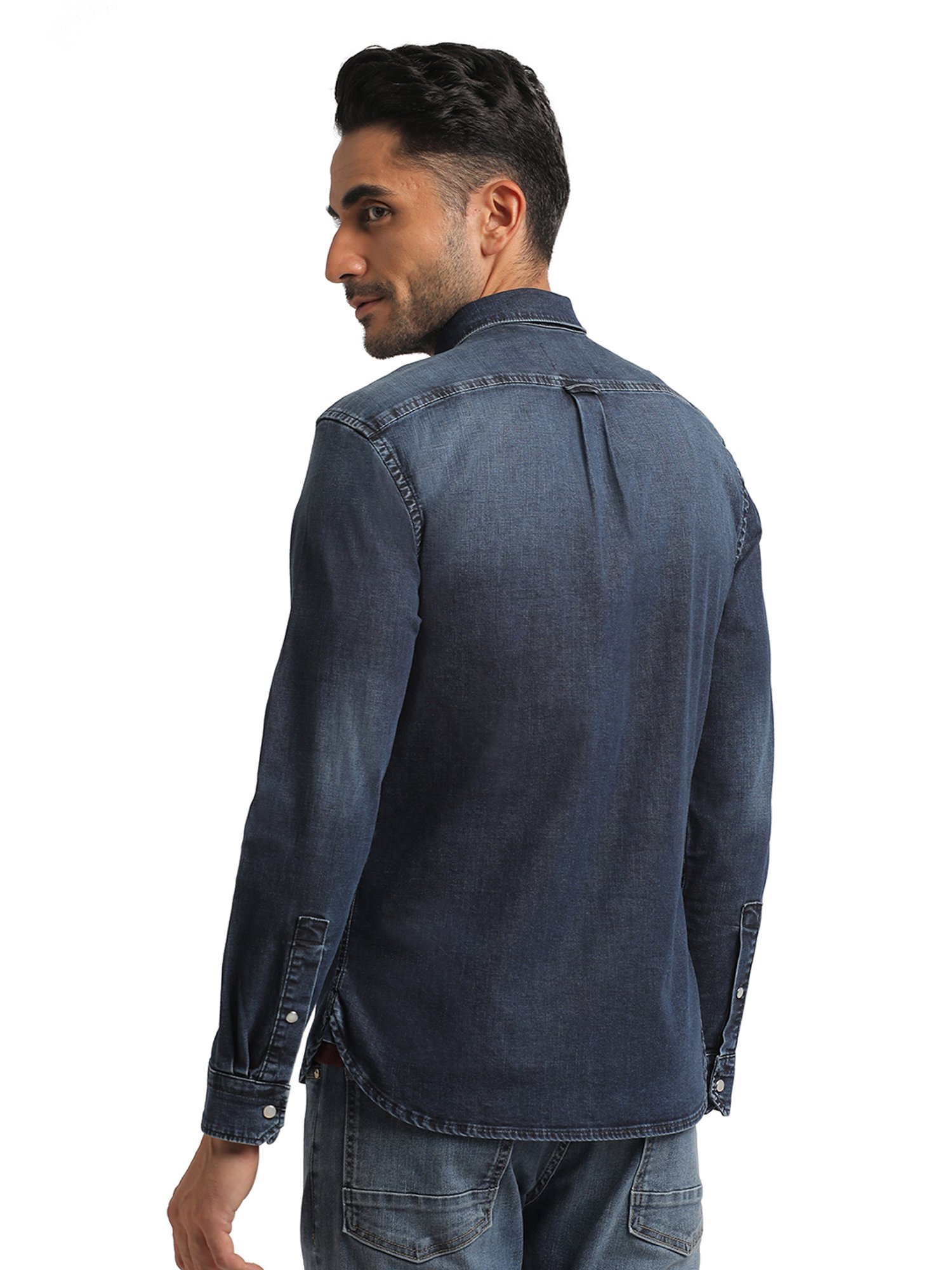 EVERBLUE Medium Blue Regular Fit Shirt