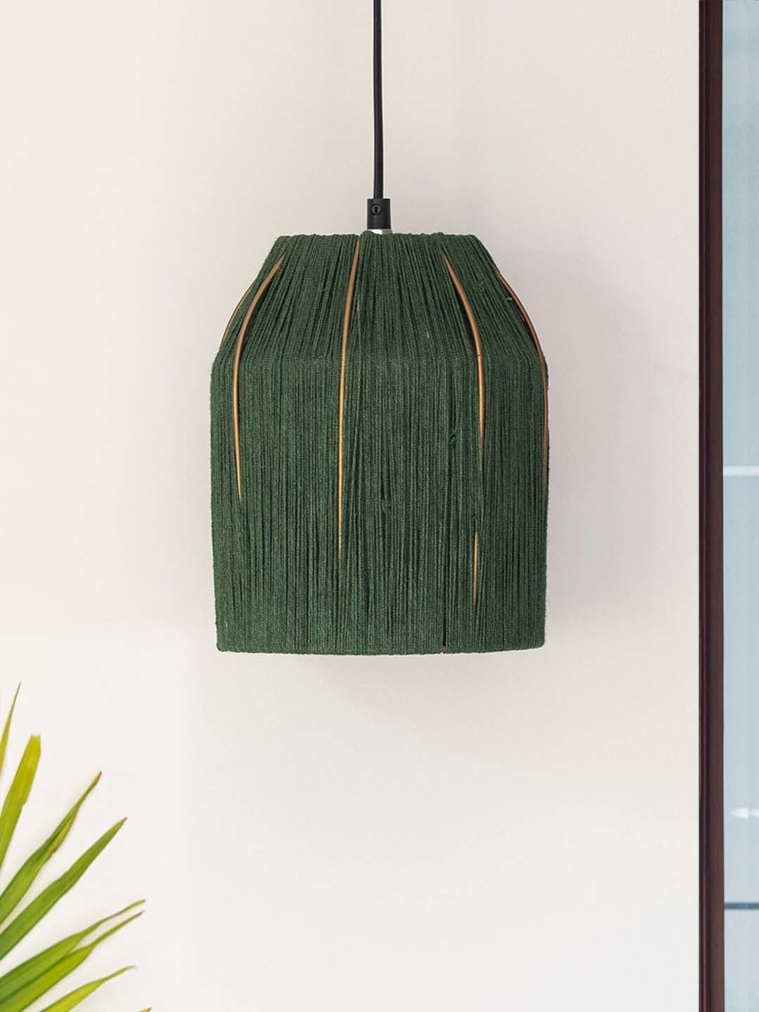 ExclusiveLane Marvels Beige Jute Handwoven Hanging Pendant Lamp