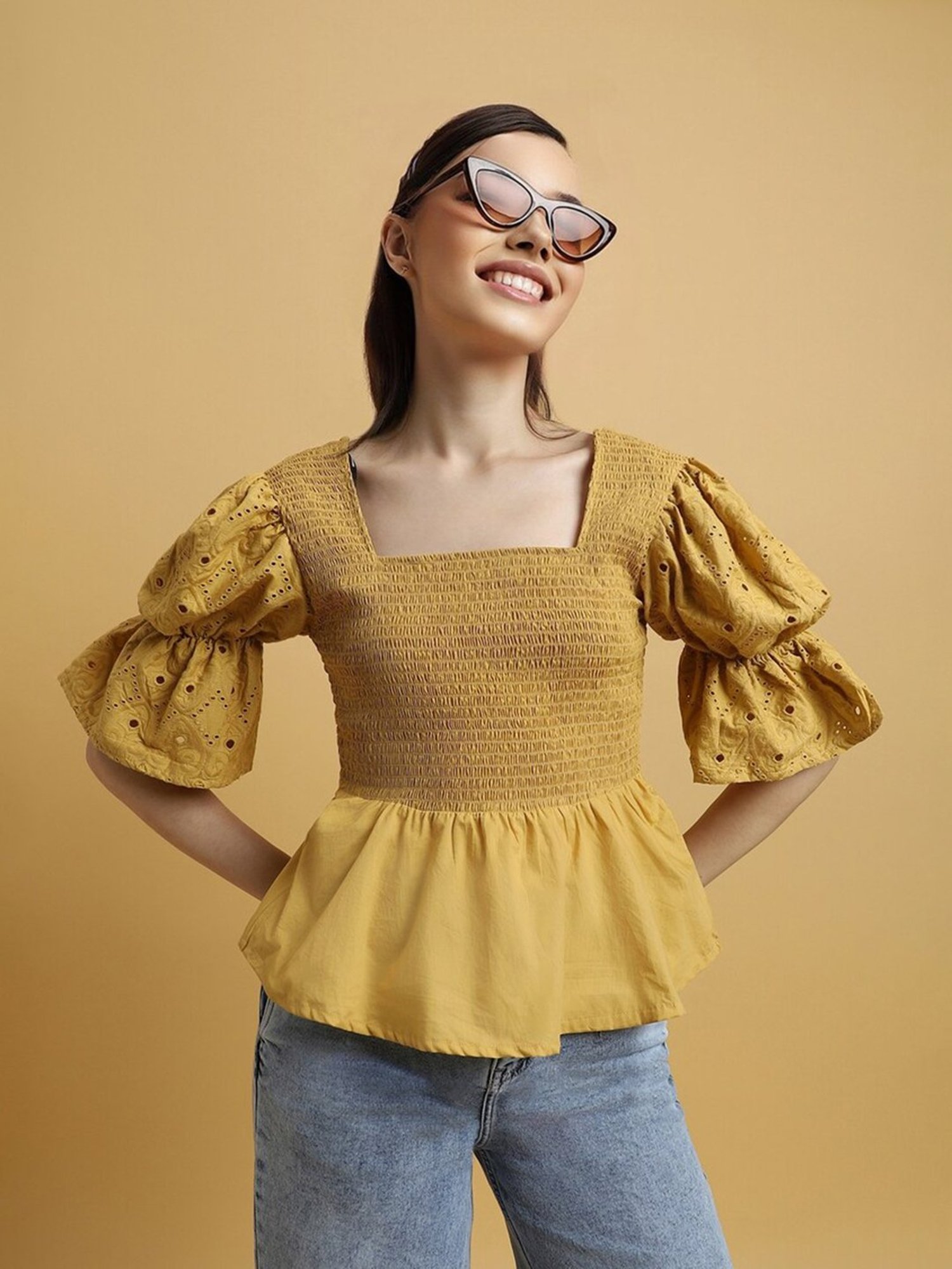 Forever 21 Yellow Regular Fit Top