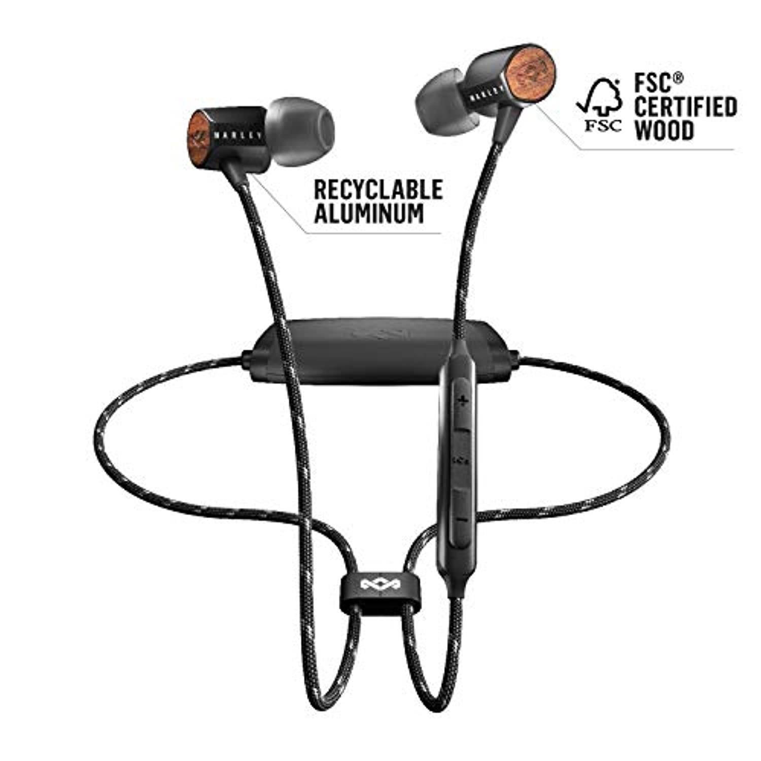 House of Marley Uplift 2 Wireless Headphones with Microphone, Black (EM-JE103-SB)