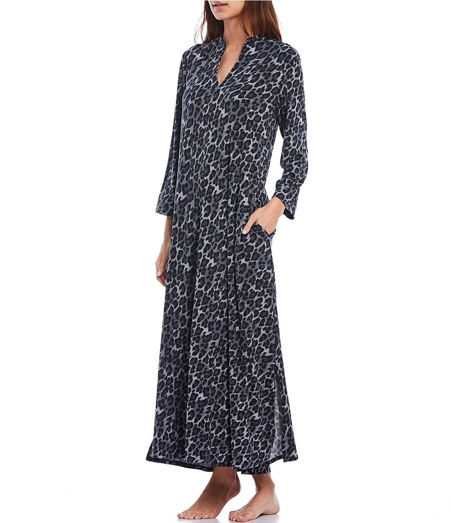 N Natori Wild Instinct Animal Print Jersey Knit Caftan