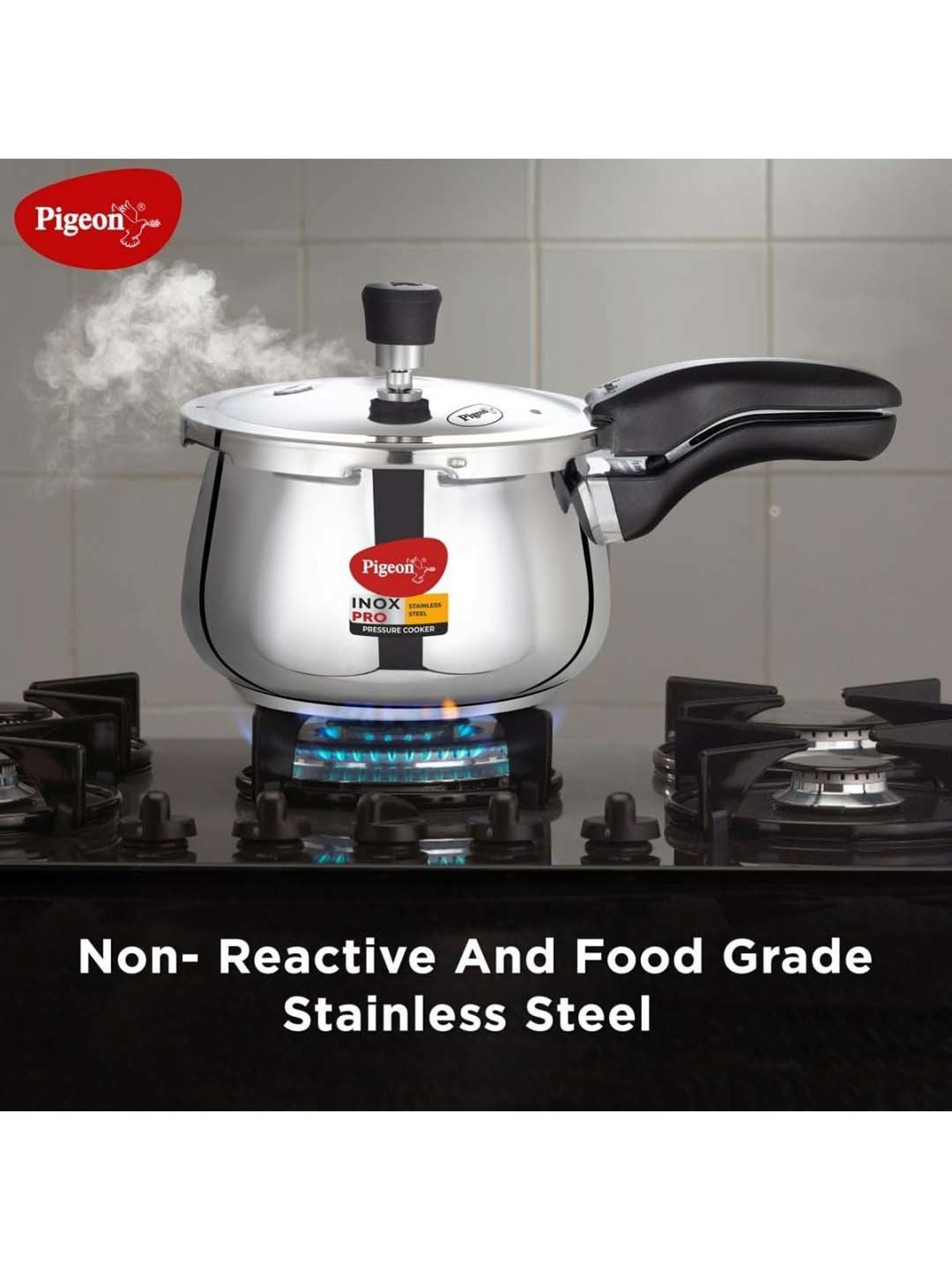 Pigeon Silver Stainless Steel Induction Inox Pro Pressure Cooker (5 L)