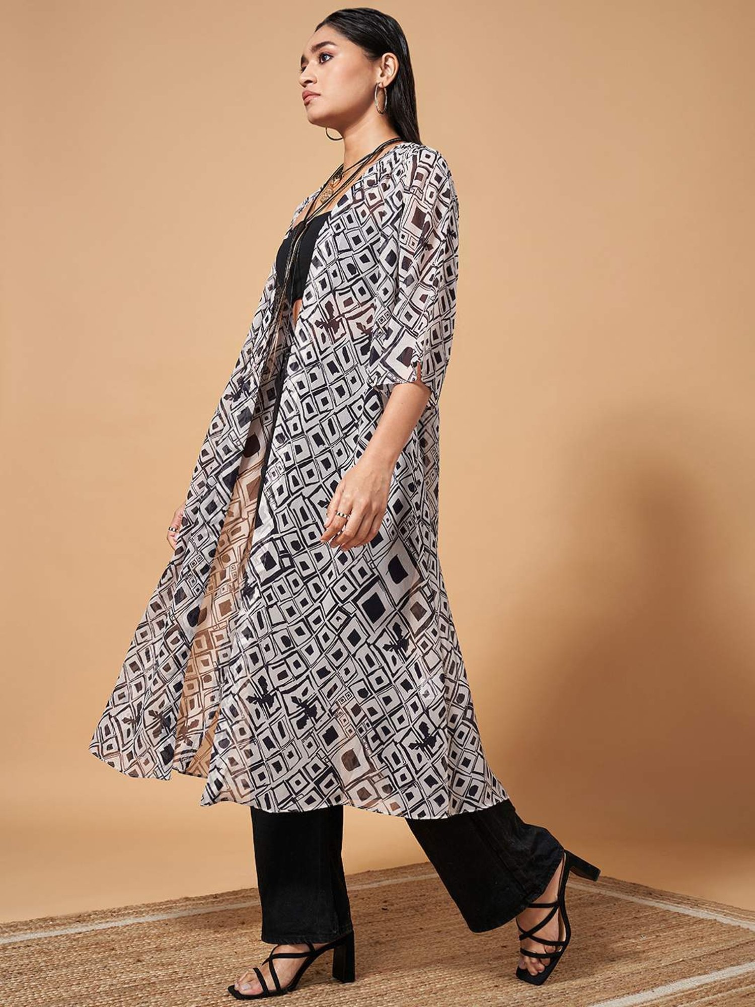 Marigold Lane White Printed Long Shrug