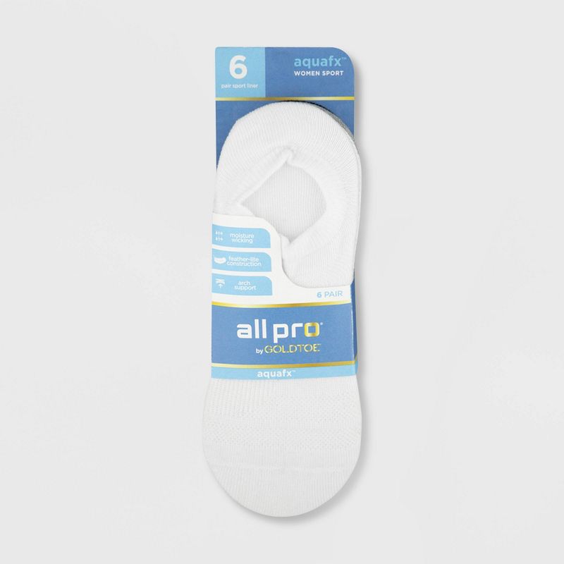 All Pro Women's Perfect Heel Forming Fit 6pk Liner Athletic Socks - White/Gray/Black 4-10