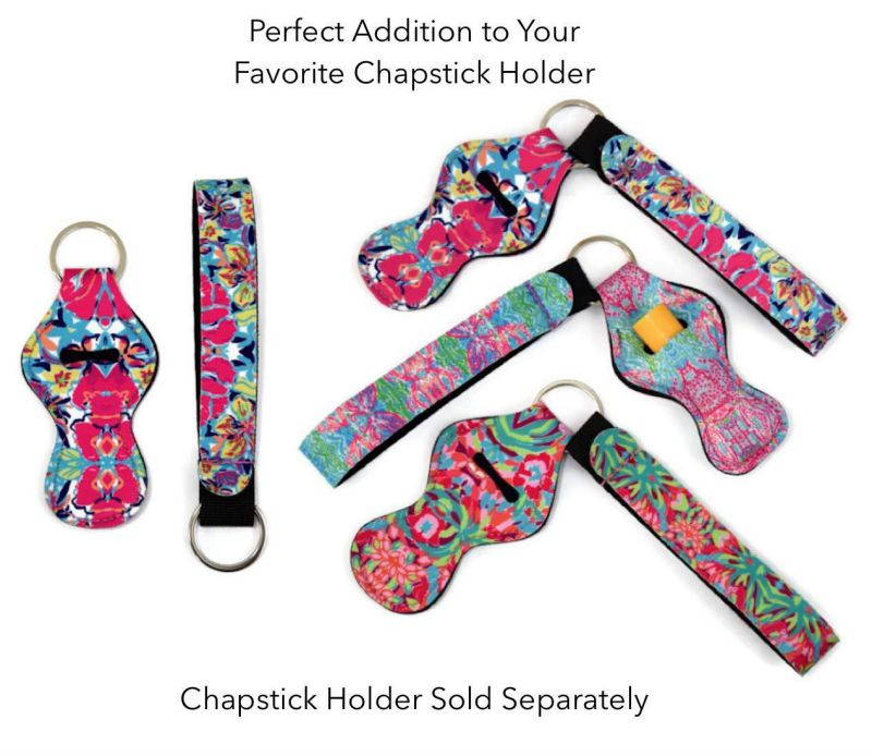 Cool Neoprene Wristlet Keychain Lanyard 6 Pack - Neoprene Key Chain Holder to Match Chapstick Holder Keychain, 6 Unique Fun Colors