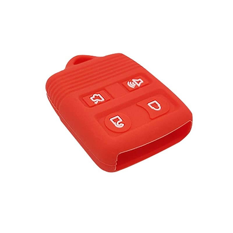 Autotech Remote Key Silicone Rubber Keyless Entry Shell Case Fob and Key Skin Cover 4 Buttons Fit For Explorer Edge Escort Expedition Explorer Focus Mustang Lincoln Navigator (Red)