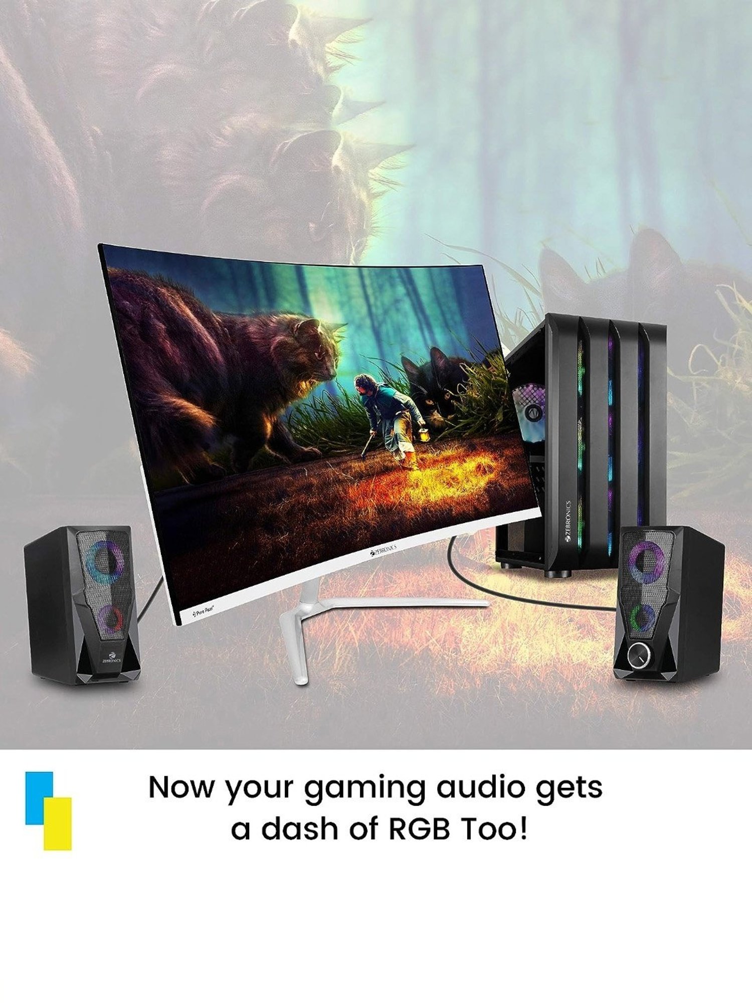 Zebronics Zeb-Warrior 10W 2.0 Channel RGB Multimedia Speaker (Black)