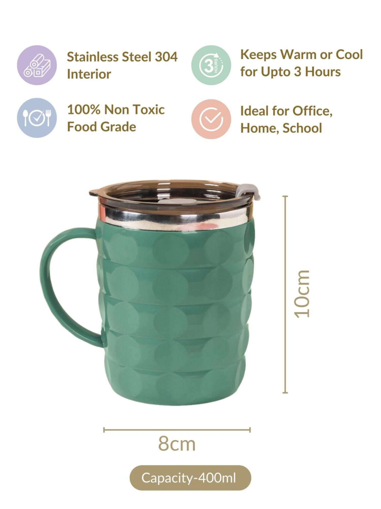 Femora Black Ceramic Coffee Mugs (0.36 L) - Set of 4