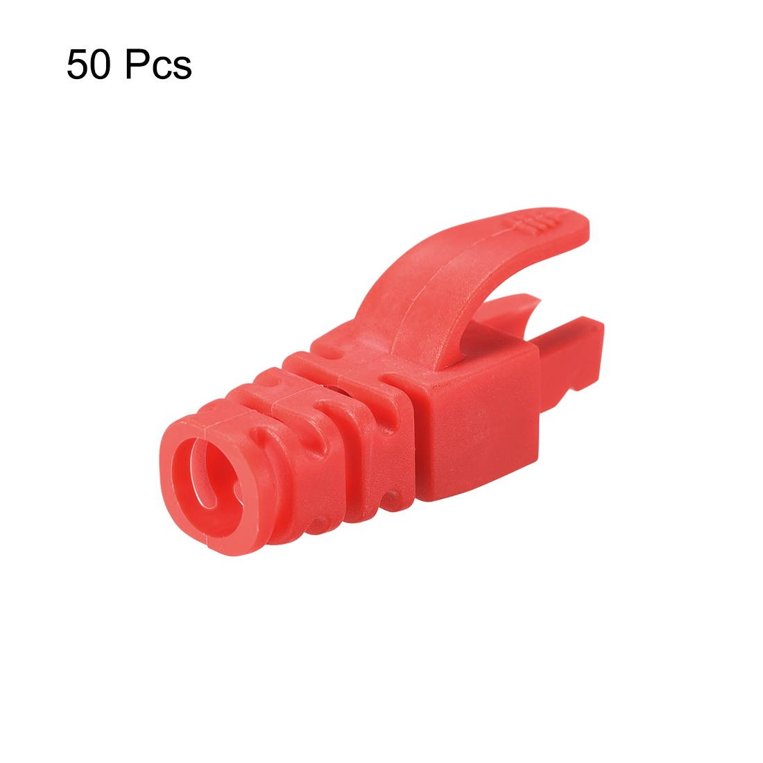 RJ45 Boots Cover Anti Dust Protector for Network Cable CAT5 CAT5e 6.5mm Hole Dia Red Plastic 50Pcs
