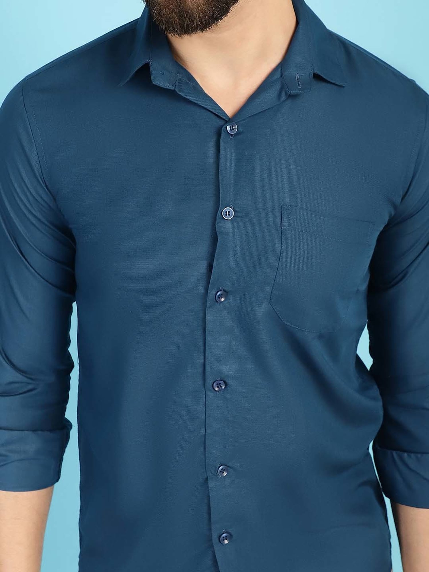Indian Needle Teal Regular Fit Shirt