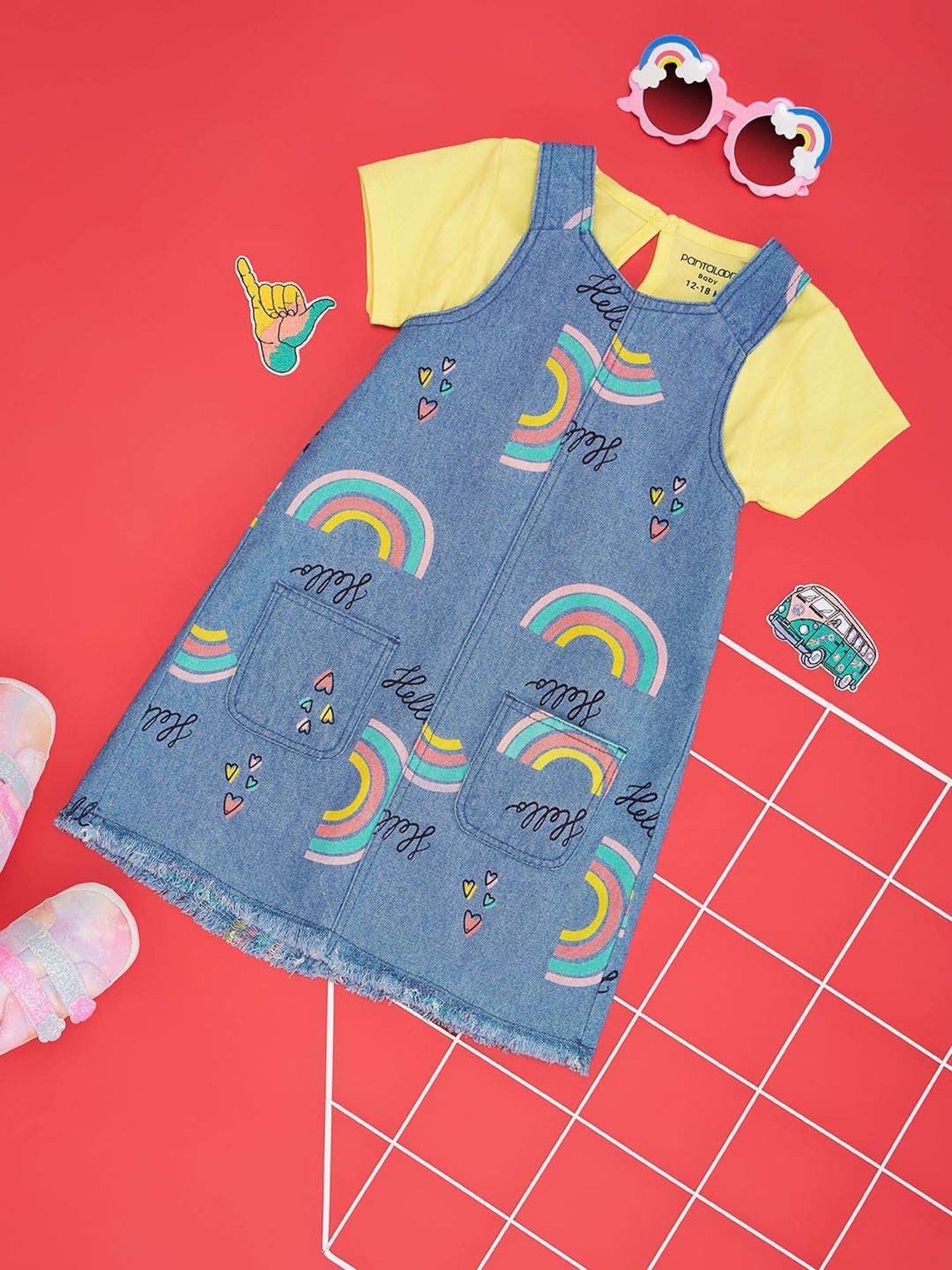 Mothercare Kids White & Yellow Cotton Printed Top Set