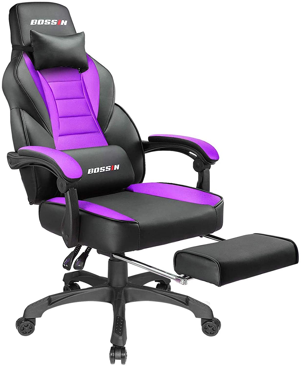 Gaming Chair, Racing Style Computer Desk Chair Padded Armrests Ergonomic Lumbar Support Adjustable Height